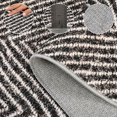 Garvee Machine Washable Non Slip Herringbone Pattern Printed Area Rug for Living Room