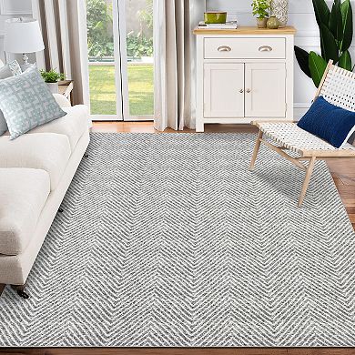 Garvee Machine Washable Non Slip Herringbone Pattern Printed Area Rug for Living Room