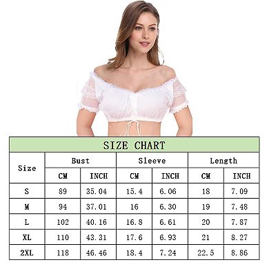 Women's Plus Size Bavarian Oktoberfest Traditional Dirndl Blouse Beer Garden Crop Top