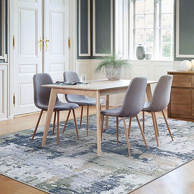 Garvee Faux Wool Machine Washable Abstract Printed Area Rug Foldable Non Slip Carpet for Home Decor