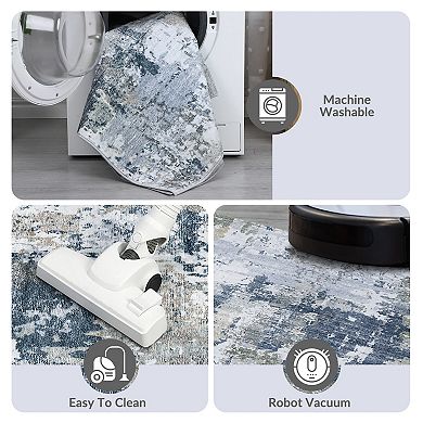 Garvee Faux Wool Machine Washable Abstract Printed Area Rug Foldable Non Slip Carpet for Home Decor