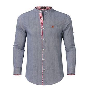 Men's German Bavarian Oktoberfest Button Down Dress Shirts Slim Fit Plaid Shirt for Lederhosen