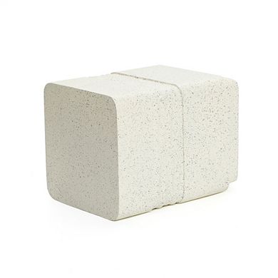 LuxenHome Side Table for Patio, 18'' Off White with Speckled Gray Square Cement Accent End Table