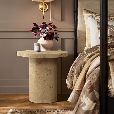 LuxenHome Burl Finish Manufactured Wood 19.3-Inch Tall Side Table with Irregular Top