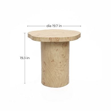 LuxenHome Burl Finish Manufactured Wood 19.3-Inch Tall Side Table with Irregular Top