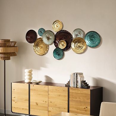 LuxenHome Multi-Color Ripple Plates 47.2-Inch Wide Abstract Metal Wall Decor