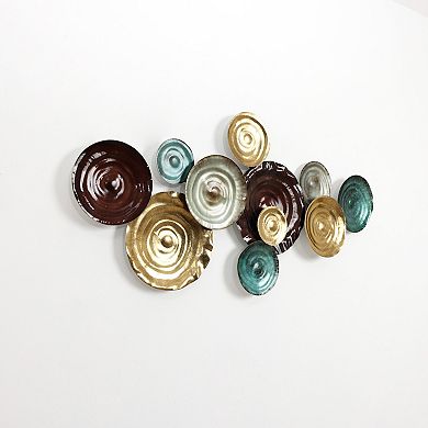 LuxenHome Multi-Color Ripple Plates 47.2-Inch Wide Abstract Metal Wall Decor