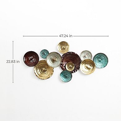 LuxenHome Multi-Color Ripple Plates 47.2-Inch Wide Abstract Metal Wall Decor