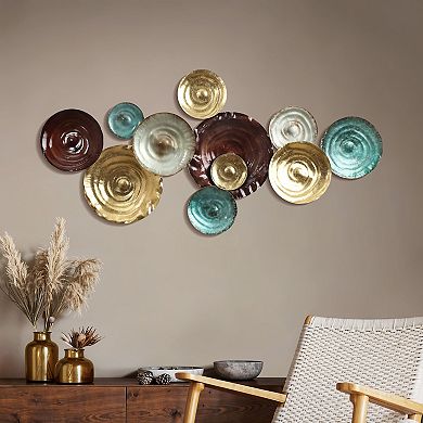 LuxenHome Multi-Color Ripple Plates 47.2-Inch Wide Abstract Metal Wall Decor
