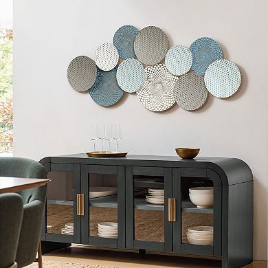 LuxenHome Distressed Multi-Color Pastels 47.4-Inch Wide Abstract Metal Wall Décor