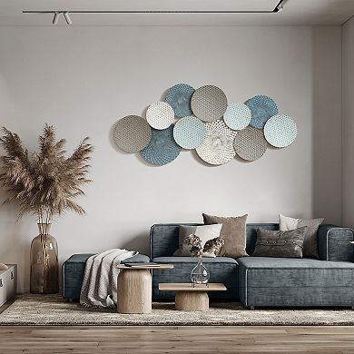 LuxenHome Distressed Multi-Color Pastels 47.4-Inch Wide Abstract Metal Wall Décor
