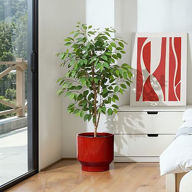 LuxenHome Wine Round Ceramic Planter