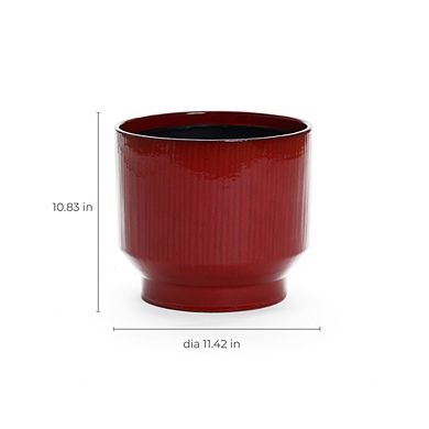 LuxenHome Wine Round Ceramic Planter