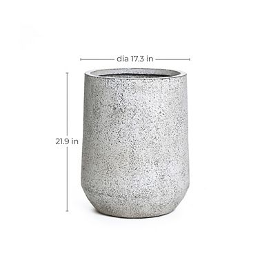 LuxenHome Speckled and Textured Round Tapered MgO Planter, Indoor and Outdoor