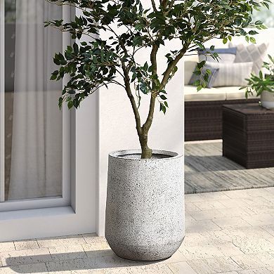 LuxenHome Speckled and Textured Round Tapered MgO Planter, Indoor and Outdoor