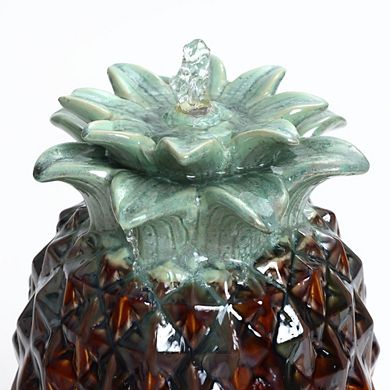 LuxenHome Brown Pineapple Ceramic Indoor/Outdoor 17.1-In Tall Tabletop Fountain