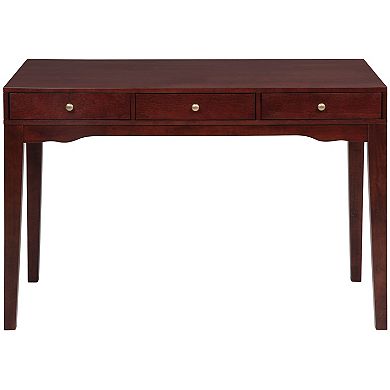 eHemco Solid Wood Library/Home office Writing Desk with 3 Drawers, Cherry
