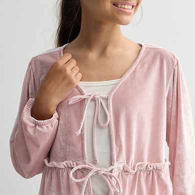 Girls 6-20 SO® Velvet Tie Front Twofer Top in Regular & Plus Size