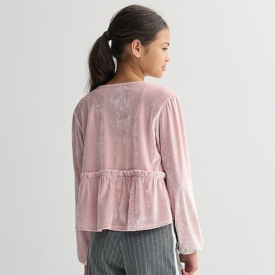 Girls 6-20 SO® Velvet Tie Front Twofer Top in Regular & Plus Size