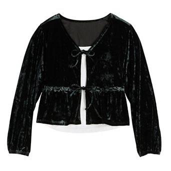 Girls 6-20 SO® Velvet Tie Front Twofer Top in Regular & Plus Size