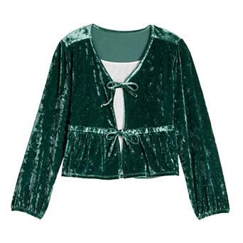 Girls 6-20 SO® Velvet Tie Front Twofer Top in Regular & Plus Size