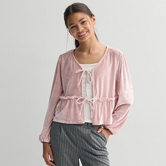 Girls 6-20 SO® Velvet Tie Front Twofer Top in Regular & Plus Size