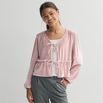 Girls 6-20 SO® Velvet Tie Front Twofer Top in Regular & Plus Size