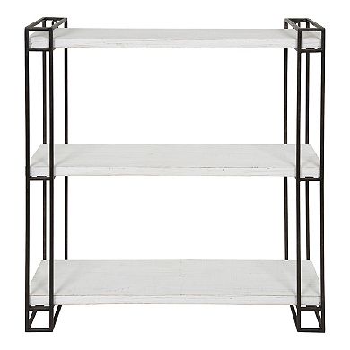 Lintz Wood and Metal Floating Wall Shelves 26x30.5