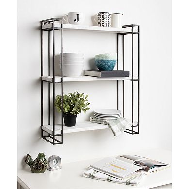 Lintz Wood and Metal Floating Wall Shelves 26x30.5