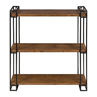 Lintz Wood and Metal Floating Wall Shelves 26x30.5