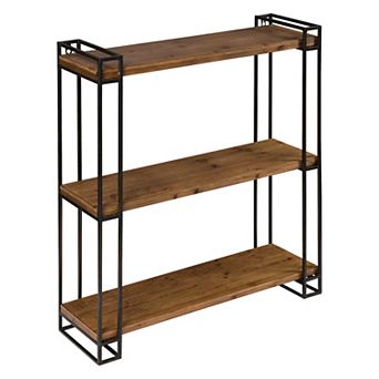 Lintz Wood and Metal Floating Wall Shelves 26x30.5