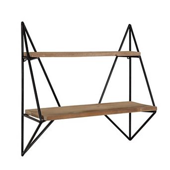 Melita 2 tier Wood and Metal Wall Shelf 2 Shelves