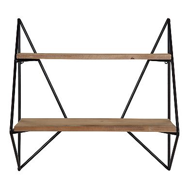 Melita 2 Tier Wood and Metal Wall Shelf 2 Shelves