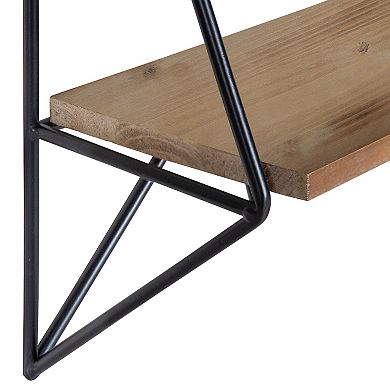 Melita 2 Tier Wood and Metal Wall Shelf 2 Shelves