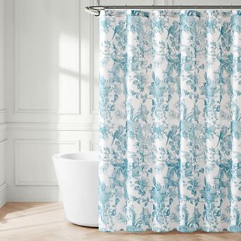 Lush Decor Bird and Hydrangea Toile Shower Curtain