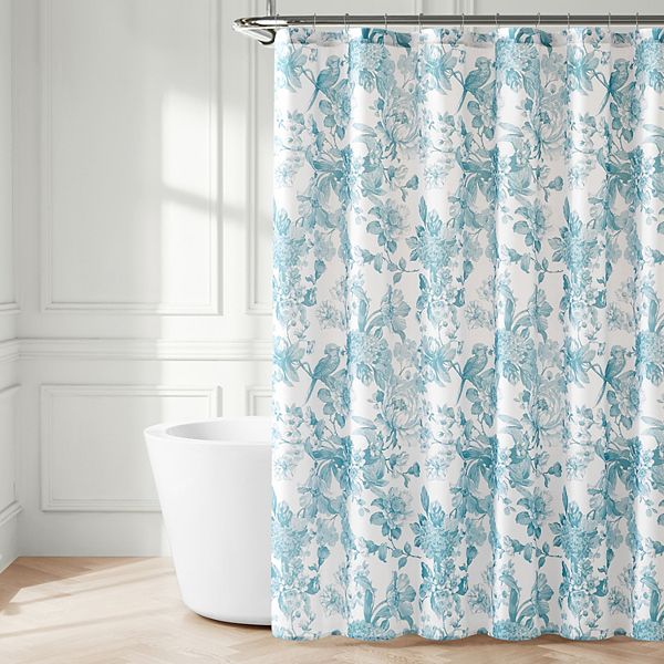 Lush Decor Bird and Hydrangea Toile Shower Curtain