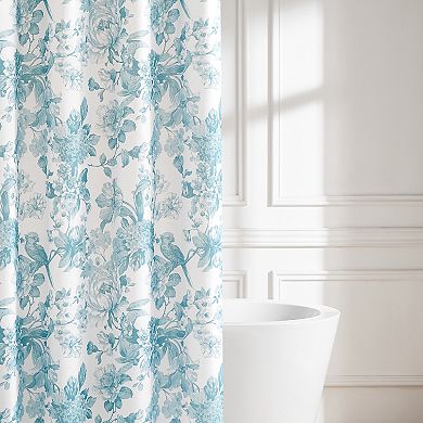 Lush Decor Bird and Hydrangea Toile Shower Curtain