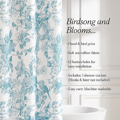 Lush Decor Bird and Hydrangea Toile Shower Curtain