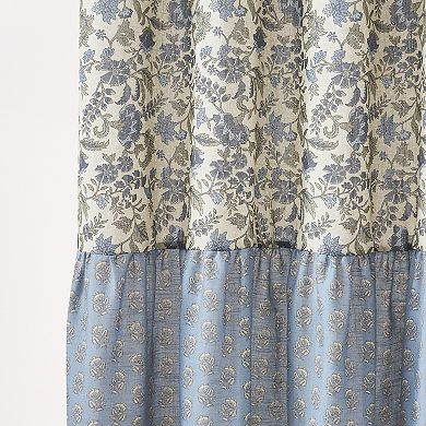 Lush Decor Lillian Block Print Linen Textured Shower Curtain