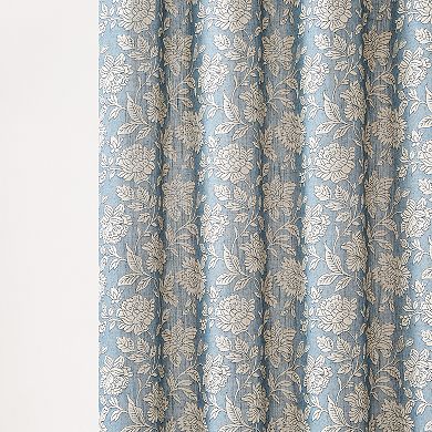 Lush Decor Zara Floral Block Linen Textured Shower Curtain