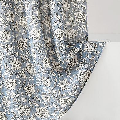 Lush Decor Zara Floral Block Linen Textured Shower Curtain