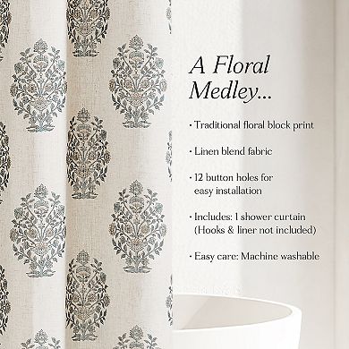 Lush Decor Sofia Flower Block Bouquet Shower Curtain