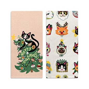 St. Nicholas Square® Merry Cats Kitchen Towel 2 pk