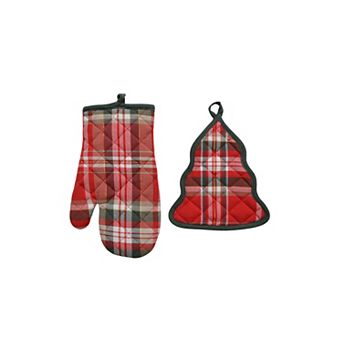 St. Nicholas Square® 2 pc Yarn Dye Oven Mitt And Potholder Set