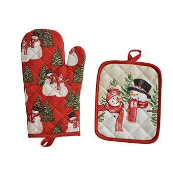 St. Nicholas Square® 2 pc Yuletide Snowman Oven Mitt & Pot Mitt Set