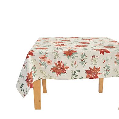 St. Nicholas Square® 60 x 102 Poinsettia Shimmer Fabric Tablecloth