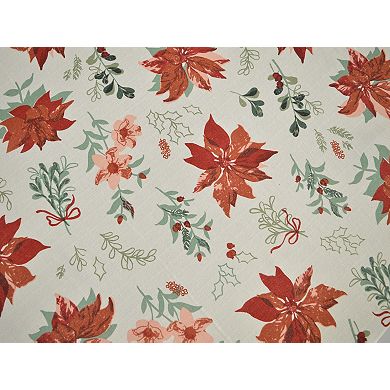 St. Nicholas Square® 60 x 102 Poinsettia Shimmer Fabric Tablecloth