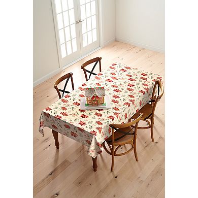 St. Nicholas Square® 60 x 102 Poinsettia Shimmer Fabric Tablecloth