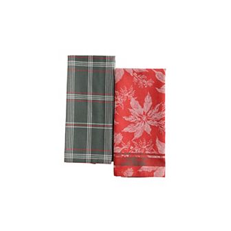 St. Nicholas Square® 2 pk Poinsettia Jacquard Kitchen Towel Set