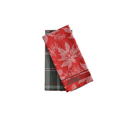 St. Nicholas Square® 2-pk. Poinsettia Jacquard Kitchen Towel Set
